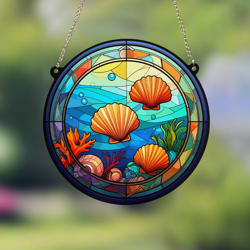 Seashells Stained Glass Effect Suncatcher